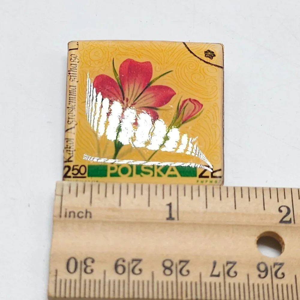 Vintage Polish Polska 250 Zl Floral Brooch Pin